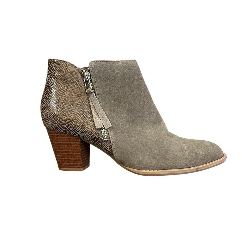 VIONIC Ankle Boot Anne Womens Sz 9 Tan/Taupe‎ Greige Snake/Suede Finish